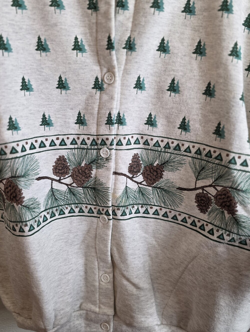 Artisans Southern Designs Pine Tree Pinecone Cardigan Sweatshirt Jacket Large - Picture 8 of 16